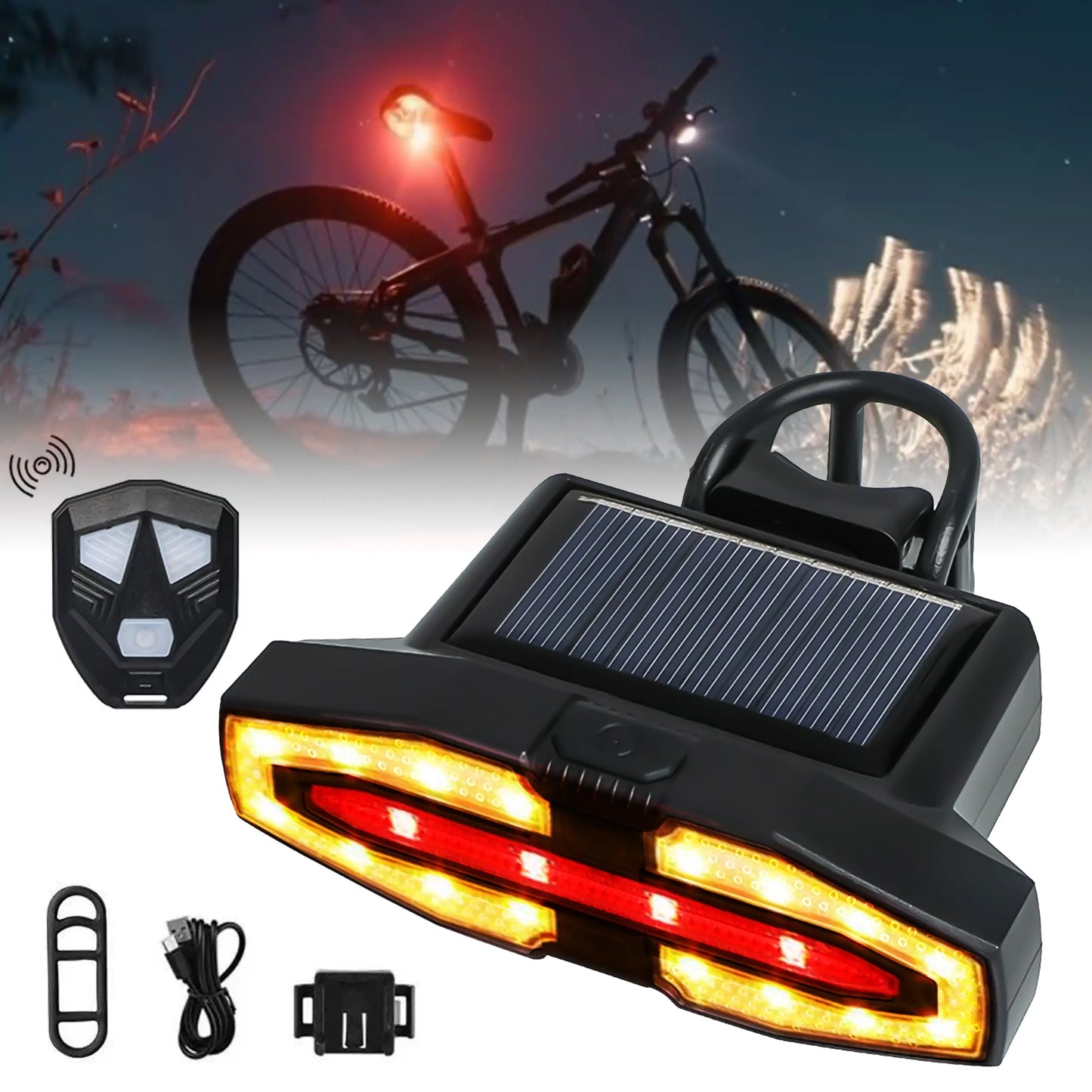 Solar Bike Tail Light – 5 Modes, USB Rechargeable