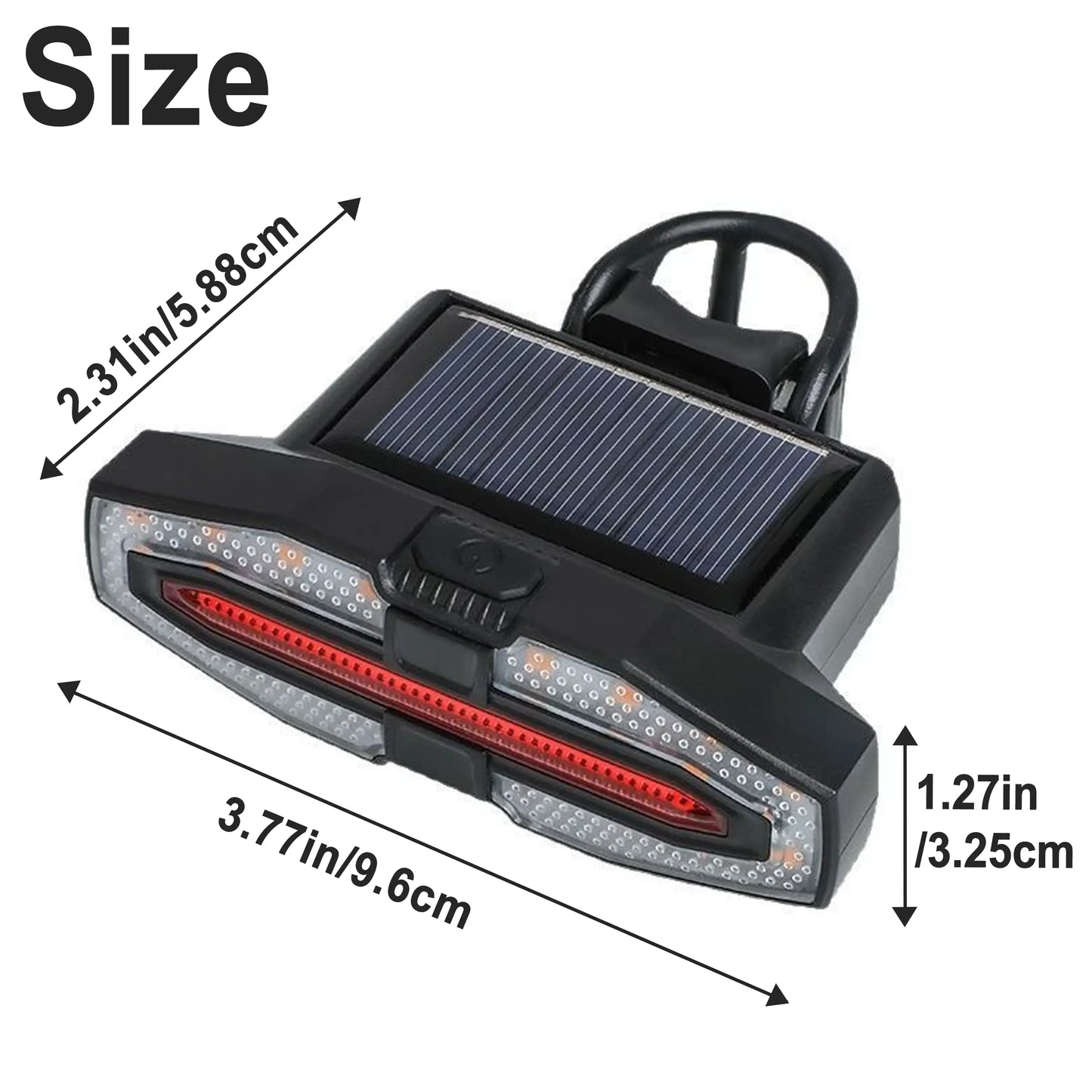 Solar Bike Tail Light – 5 Modes, USB Rechargeable