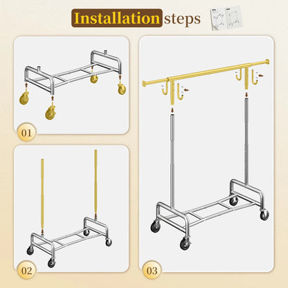 BePatio Heavy Duty Clothing Rack | 220 LBS | Adjustable & Rolling
