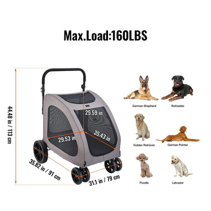 Pet Stroller 4-Wheel Dog & Cat Carrier