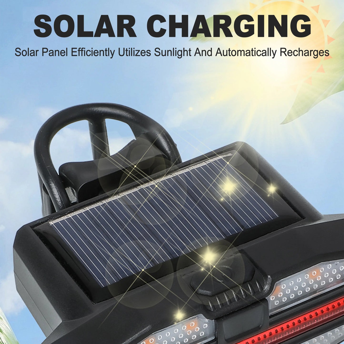 Solar Bike Tail Light – 5 Modes, USB Rechargeable