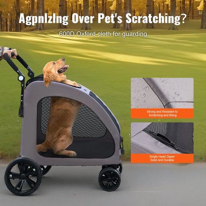 Pet Stroller 4-Wheel Dog & Cat Carrier