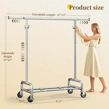 BePatio Heavy Duty Clothing Rack | 220 LBS | Adjustable & Rolling