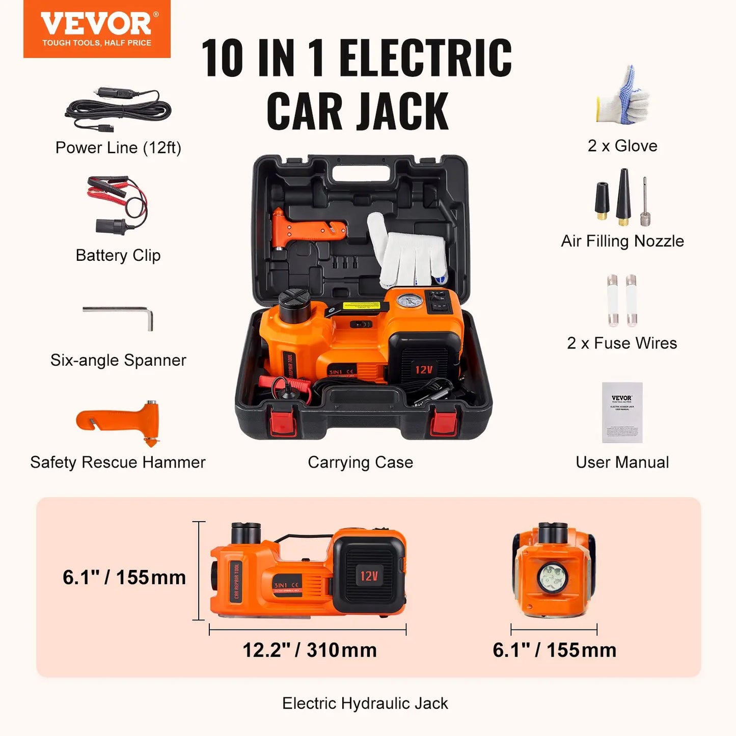 VEVOR 12-in-1 Electric Car Jack 5Ton