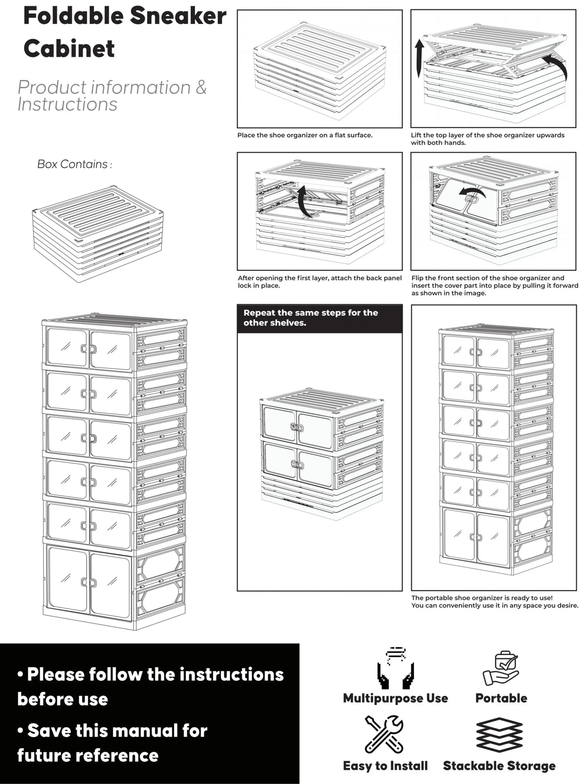 UFORU Folding Shoe Cabinet