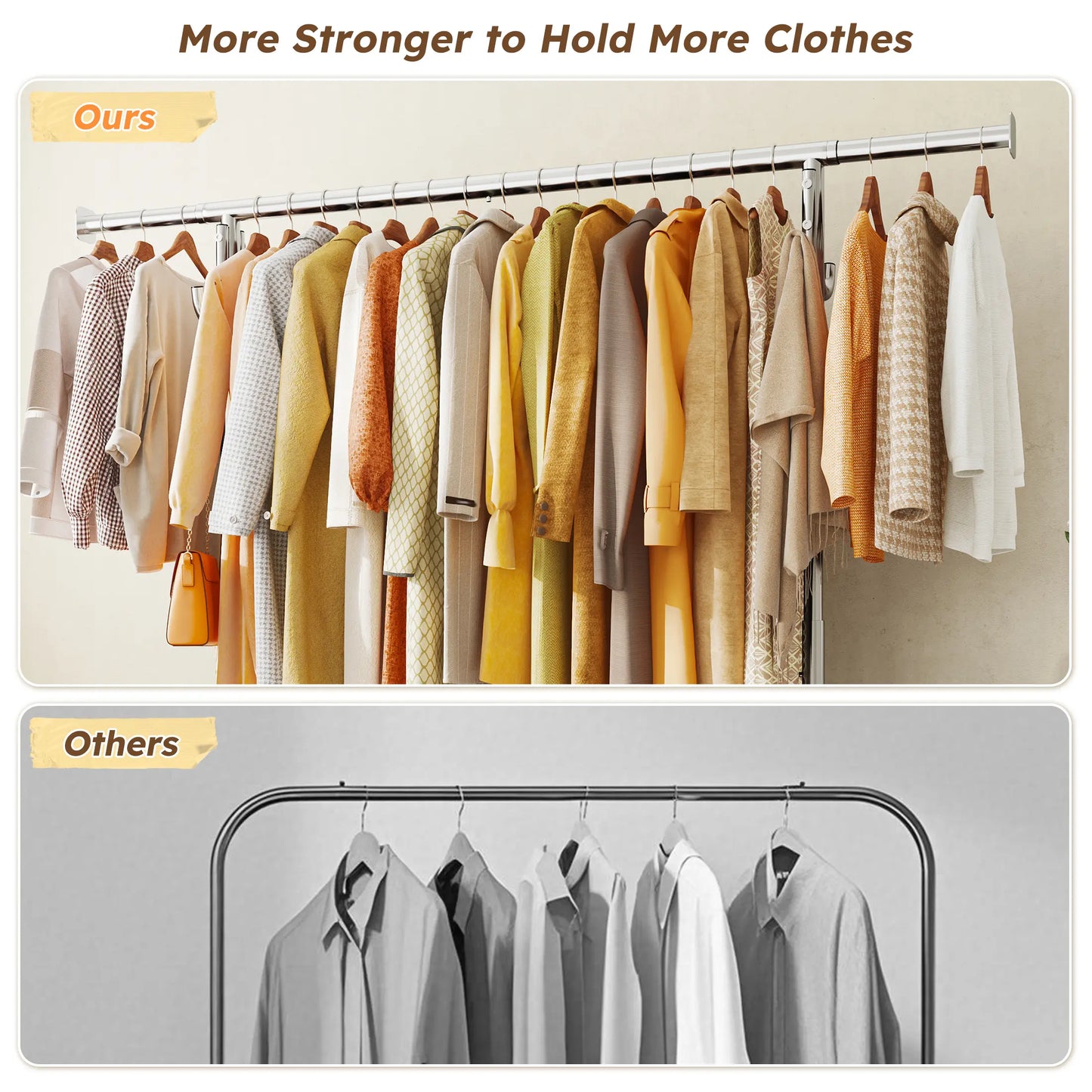 BePatio Heavy Duty Clothing Rack | 220 LBS | Adjustable & Rolling