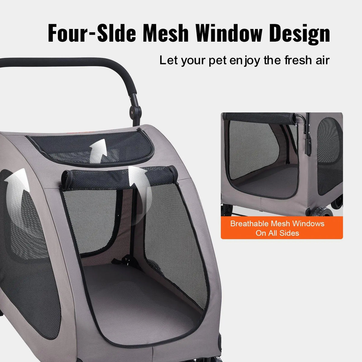Pet Stroller 4-Wheel Dog & Cat Carrier