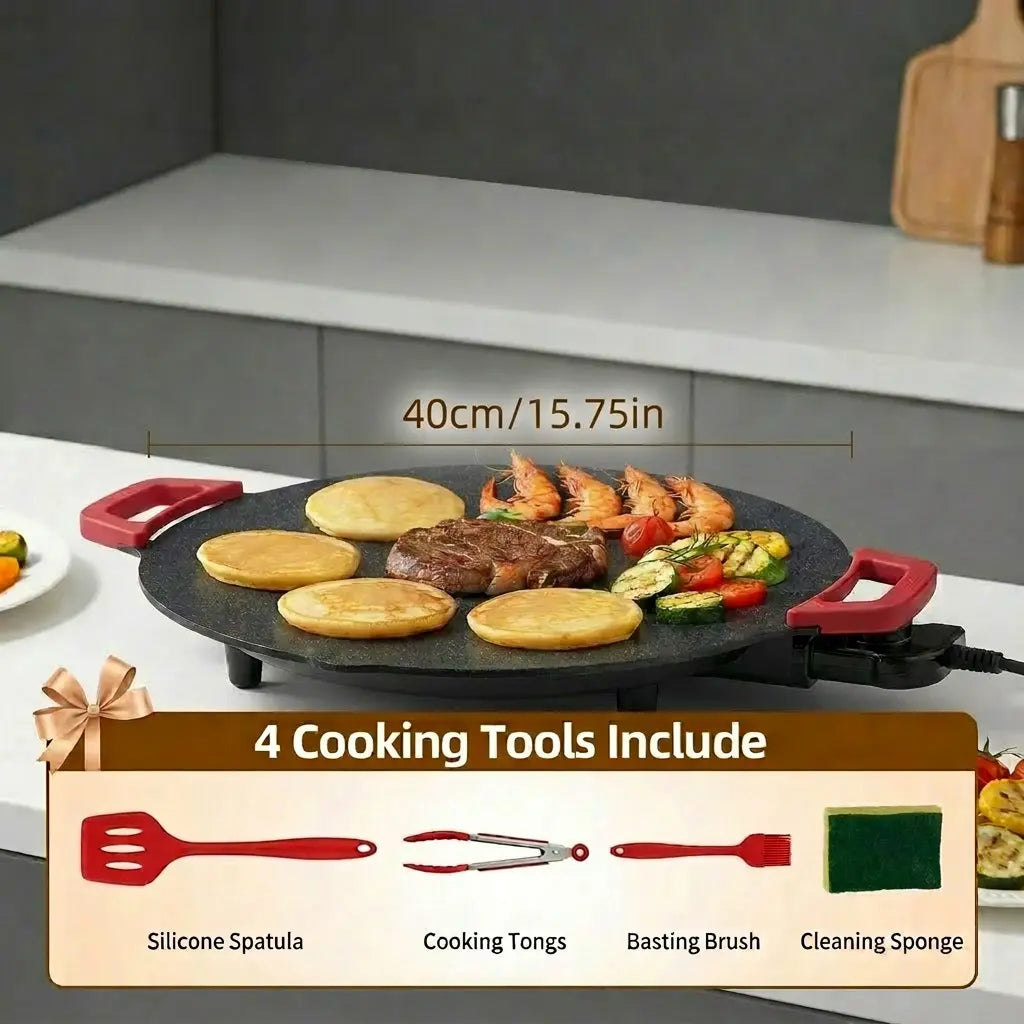 Electric Round Comal Grill – 1000W Indoor Teppanyaki