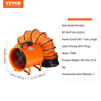 VEVOR Portable Ventilator with Duct Hose