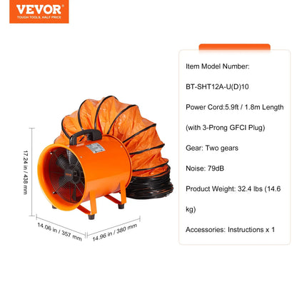 VEVOR Portable Ventilator with Duct Hose