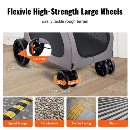 Pet Stroller 4-Wheel Dog & Cat Carrier