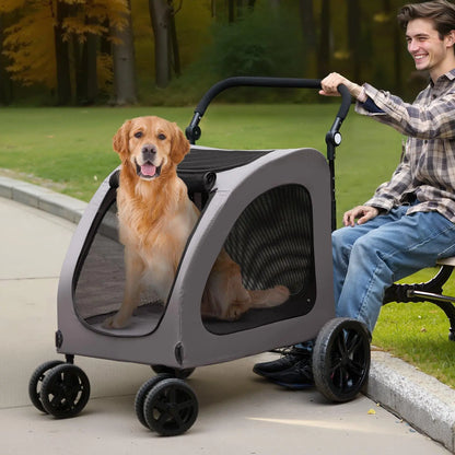 Pet Stroller 4-Wheel Dog & Cat Carrier