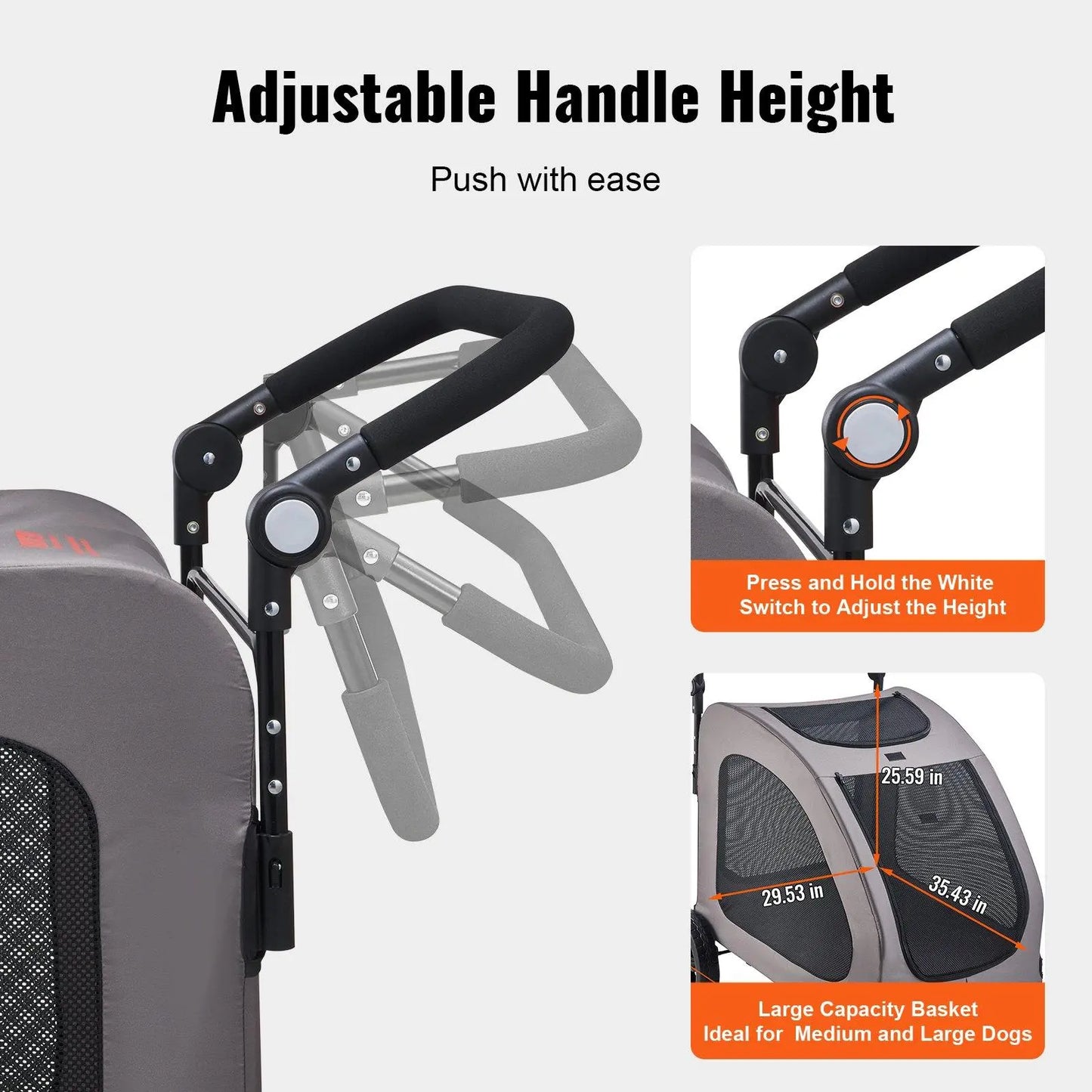 Pet Stroller 4-Wheel Dog & Cat Carrier